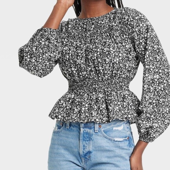 Universal Thread - Women's Long Sleeve Peplum Blouse - Picture 1 of 12